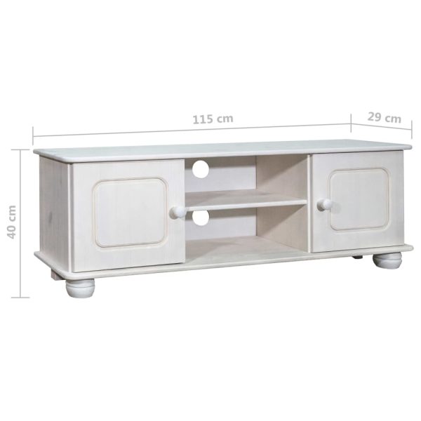 Móvel de TV 115x29x40 cm pinho maciço branco - Image 6