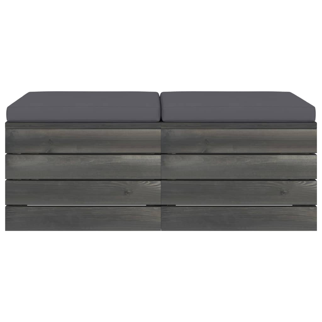 Otomanos de paletes p/ jardim 2 pcs c/ almofadões pinho maciço - Image 3