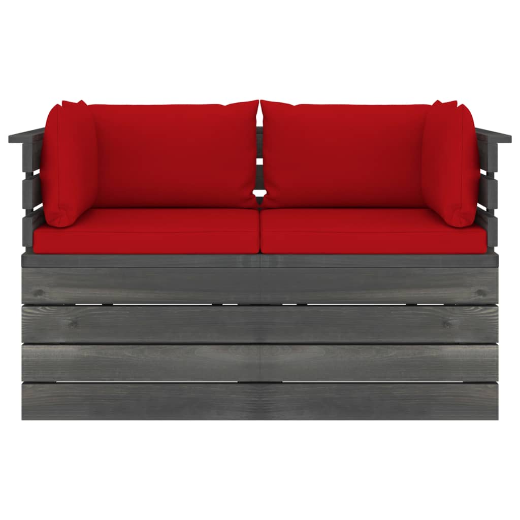 Sofá paletes 2 lugares p/ jardim c/ almofadões pinho maciço - Image 2