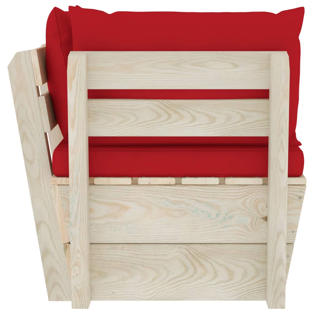 Sofá de canto paletes p/ jardim com almofadões abeto impreg. - Image 4