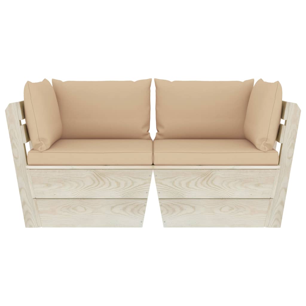 Sofá paletes 2 lugares p/ jardim c/ almofadões madeira de abeto - Image 2