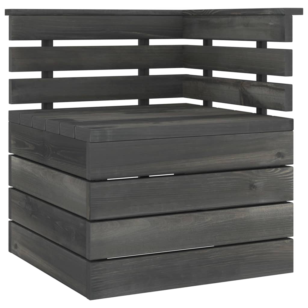 Sofá de paletes para jardim 2 lugares pinho maciço cinza-escuro - Image 3