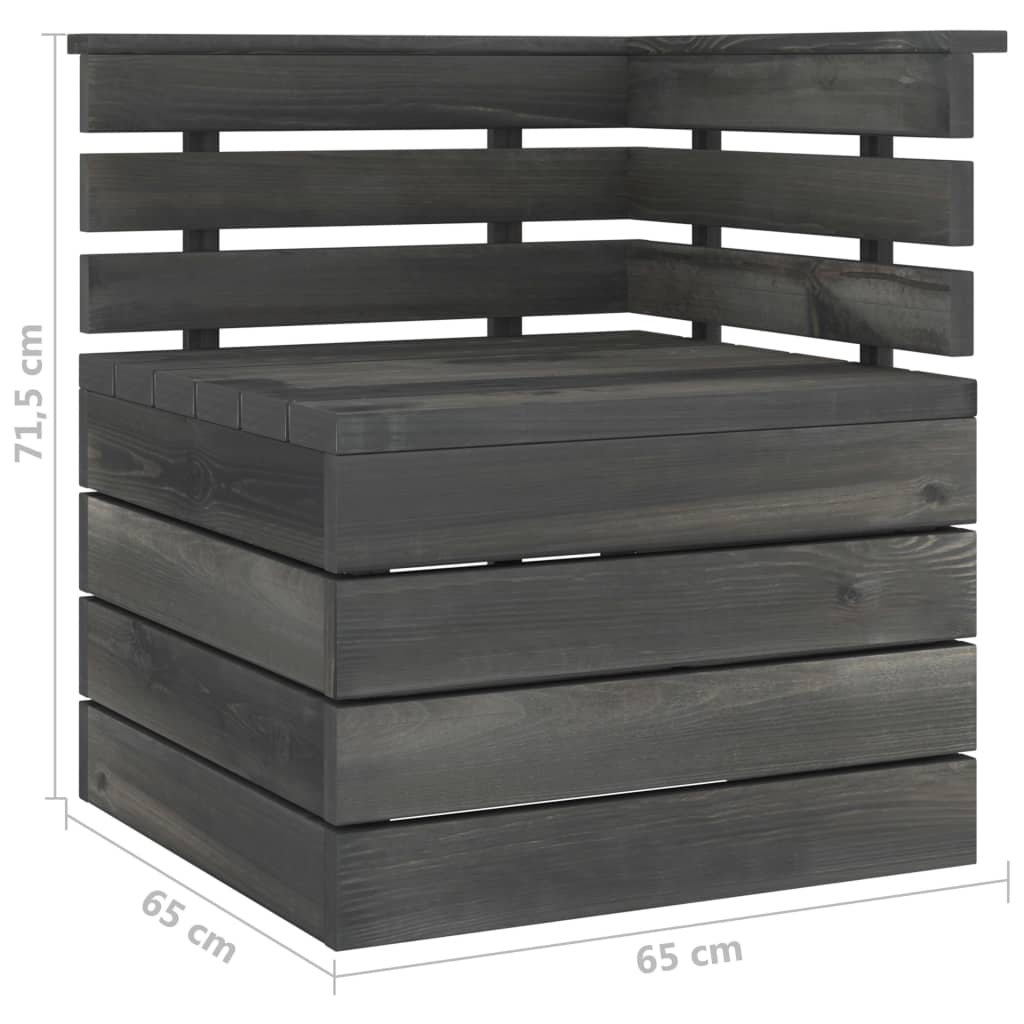Sofá de paletes para jardim 2 lugares pinho maciço cinza-escuro - Image 8