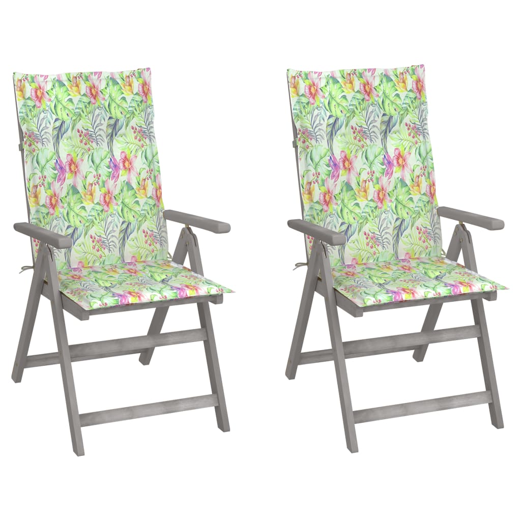 Cadeiras jardim reclináveis c/ almofadões 2 pcs acácia maciça