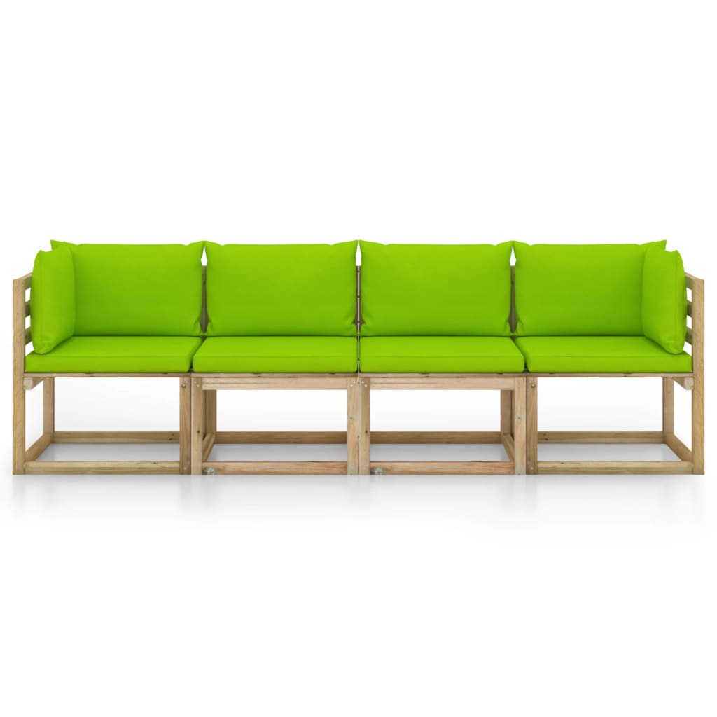 Sofá de jardim com 4 lugares almofadões verde brilhante - Image 2