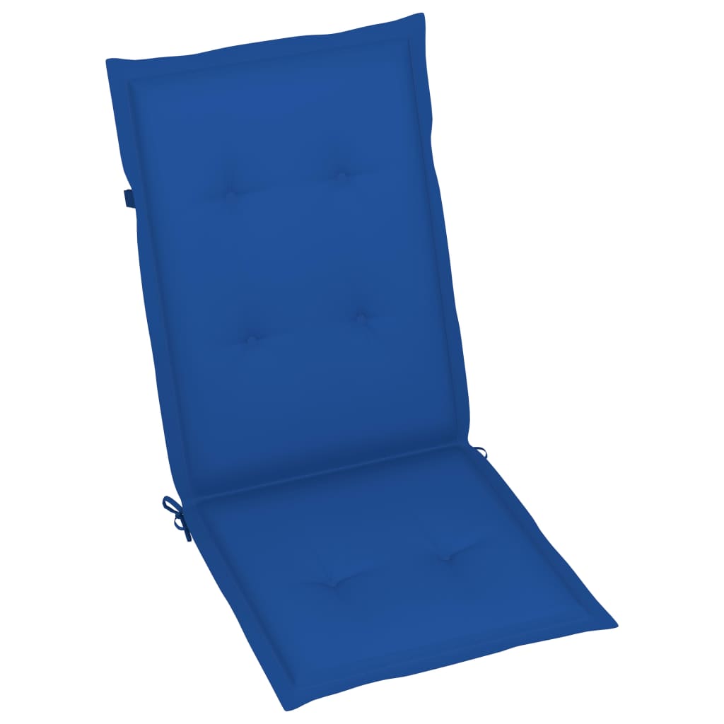 Cadeiras de jardim c/ almofadões azul real 6 pcs teca maciça - Image 7