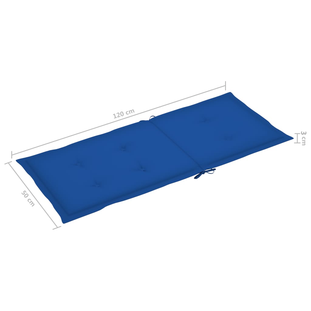 Cadeiras de jardim c/ almofadões azul real 6 pcs teca maciça - Image 10