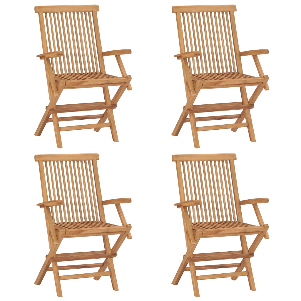Cadeiras de jardim c/ almofadões cinzentos 4 pcs teca maciça - Image 8