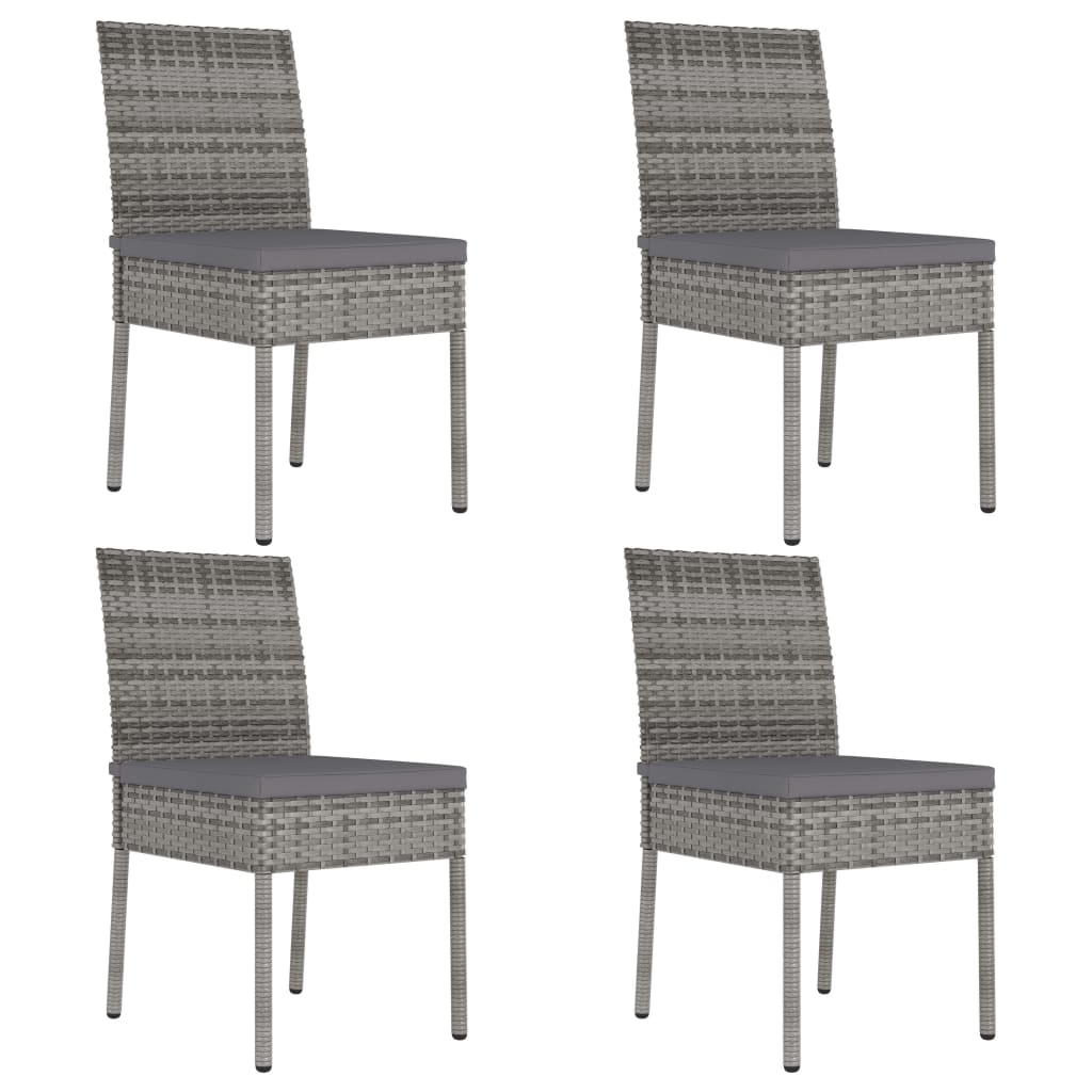 5 pcs conjunto de jantar para jardim vime PE cinzento - Image 6