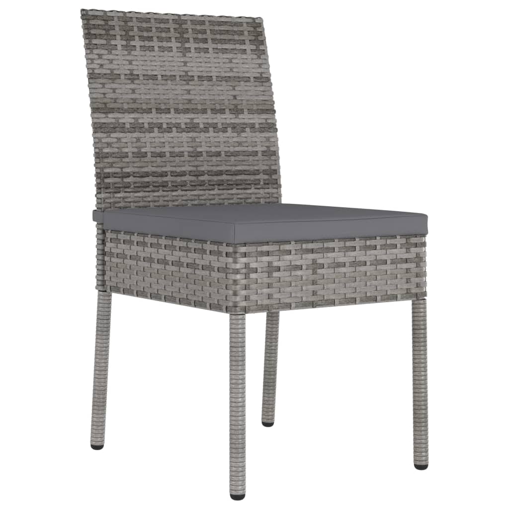 5 pcs conjunto de jantar para jardim vime PE cinzento - Image 7