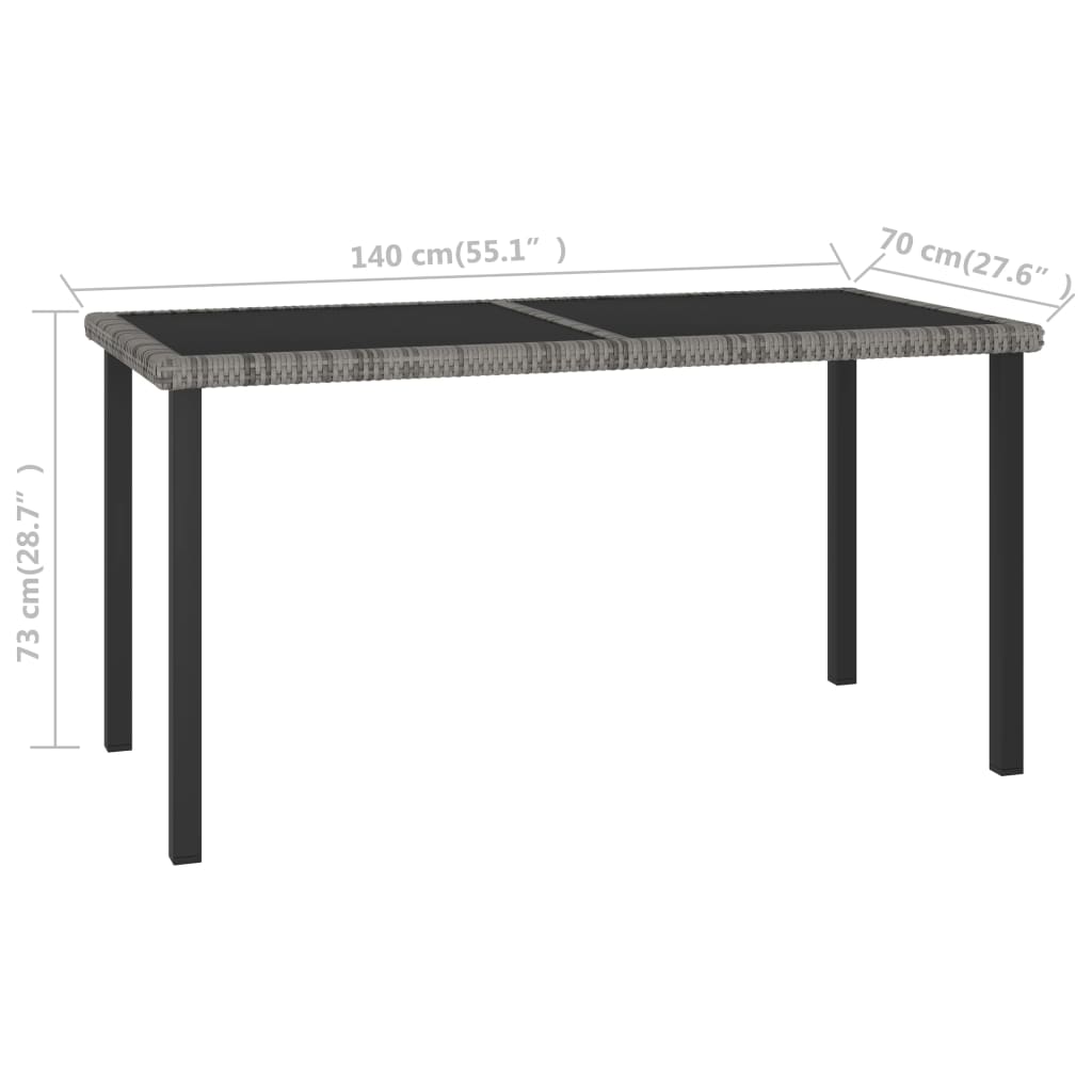 5 pcs conjunto de jantar para jardim vime PE cinzento - Image 10
