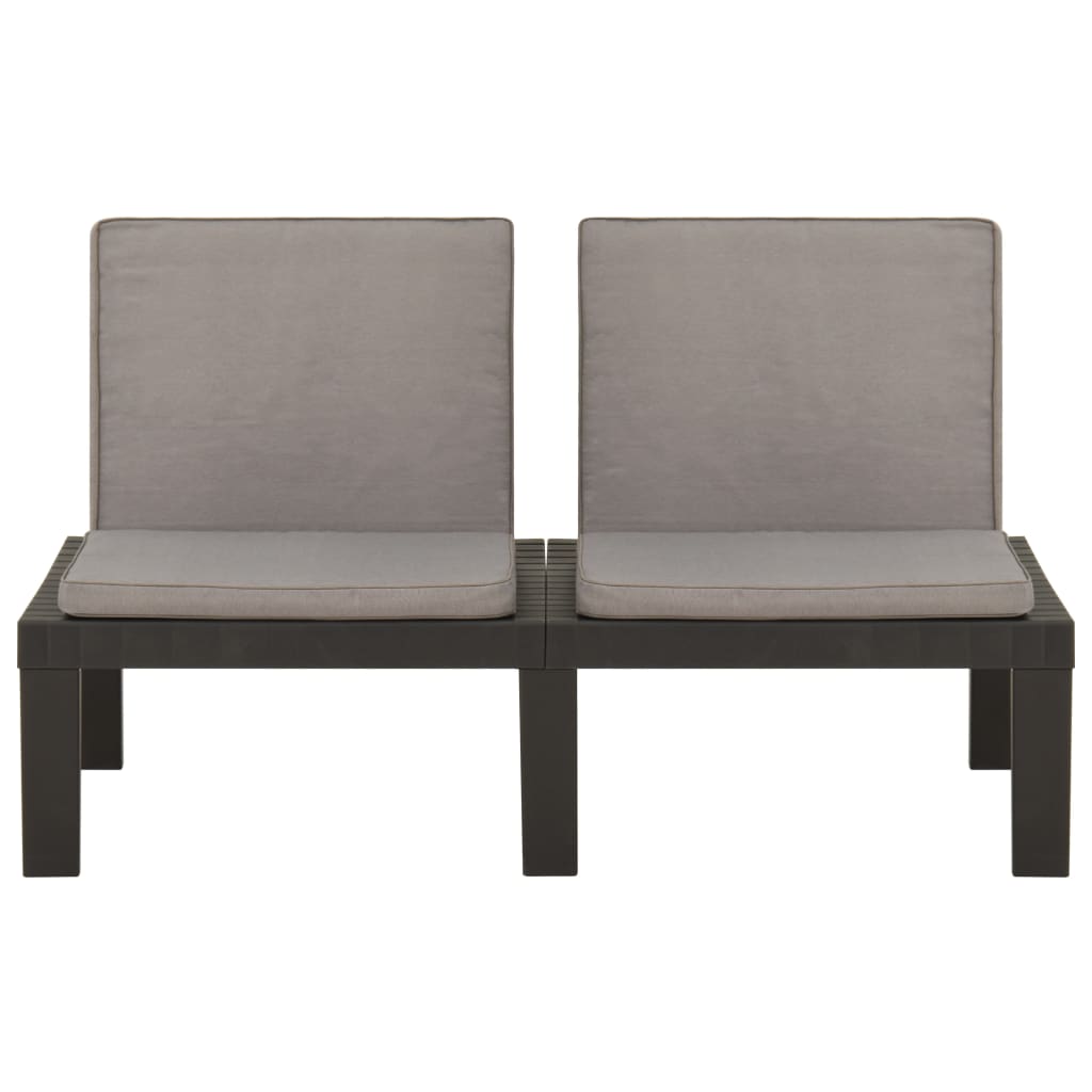 Banco lounge de jardim com almofadão plástico cinzento - Image 2
