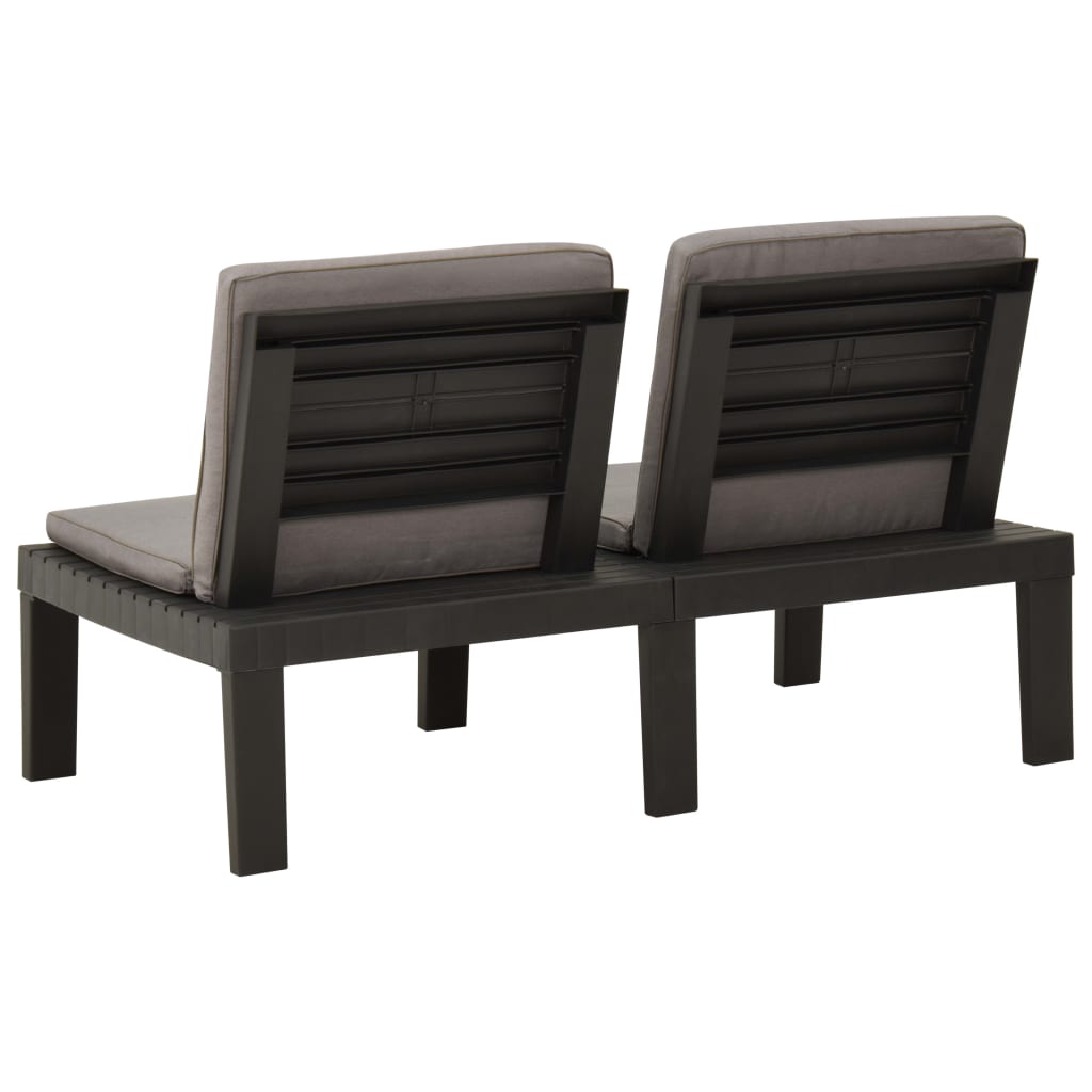 Banco lounge de jardim com almofadão plástico cinzento - Image 3