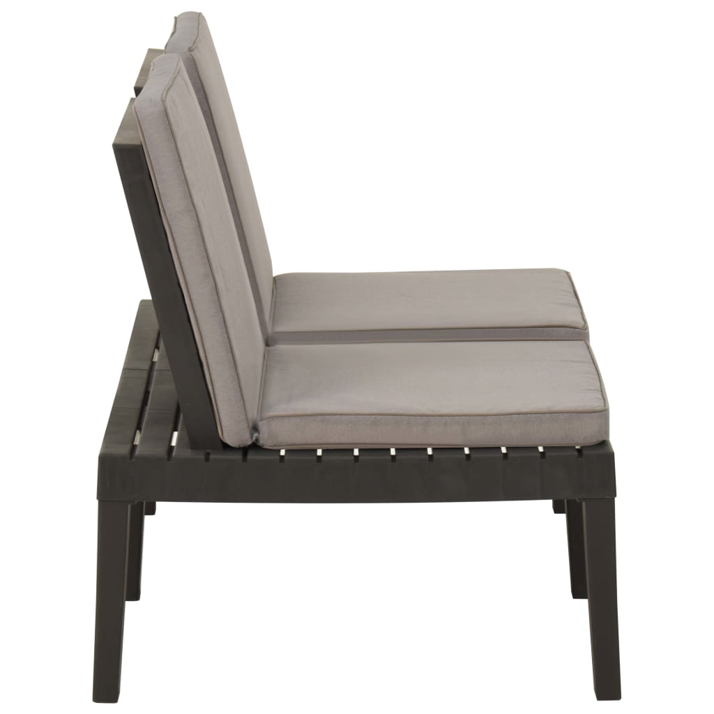 Banco lounge de jardim com almofadão plástico cinzento - Image 4