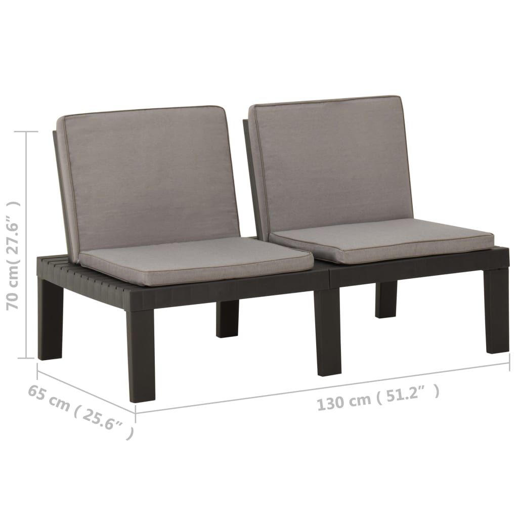 Banco lounge de jardim com almofadão plástico cinzento - Image 6