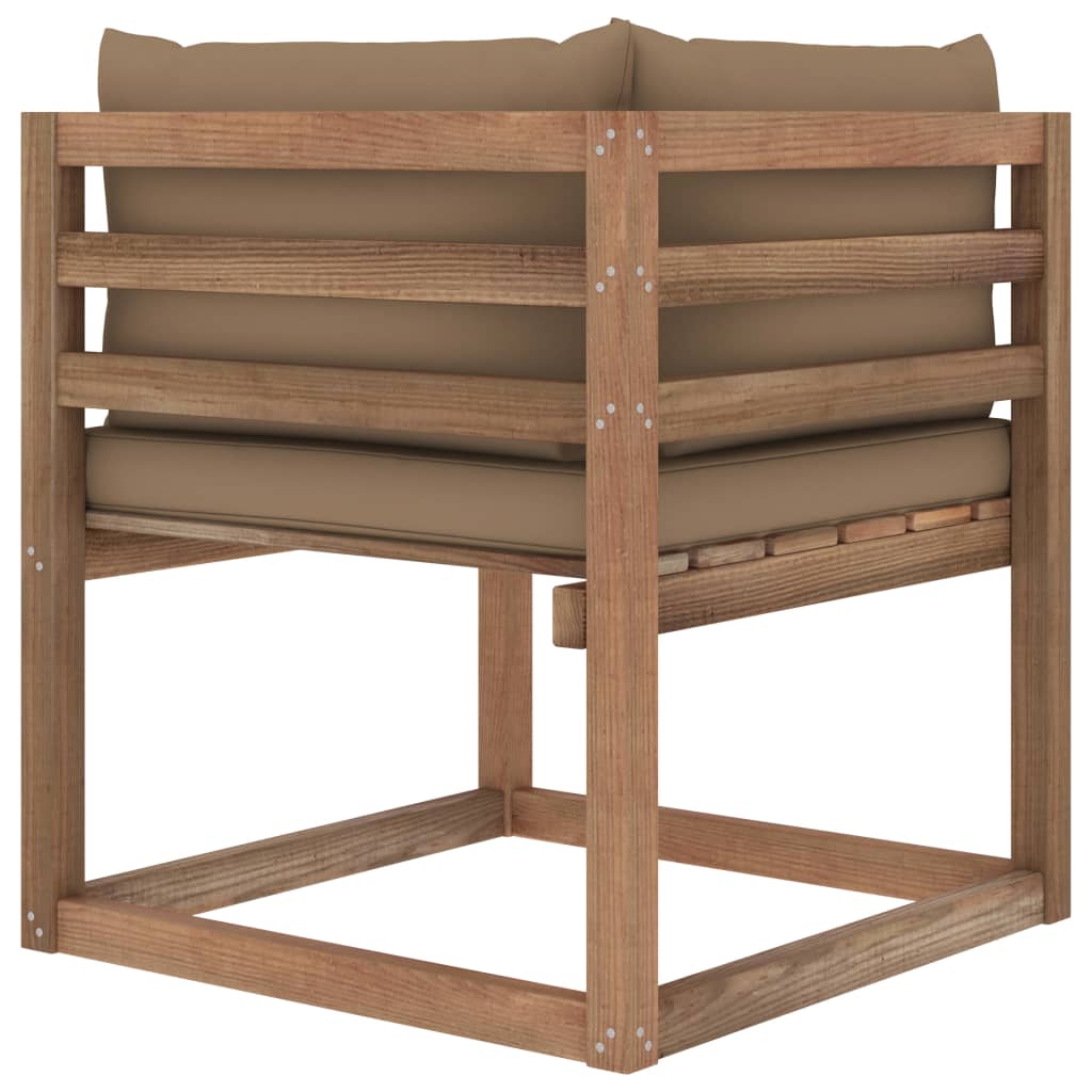 Sofá de canto em paletes jardim + almofadões cinza-acastanhado - Image 4