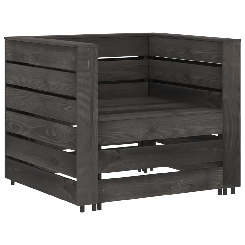 2 pcs conjunto lounge jardim em paletes pinho impregnado cinza - Image 2