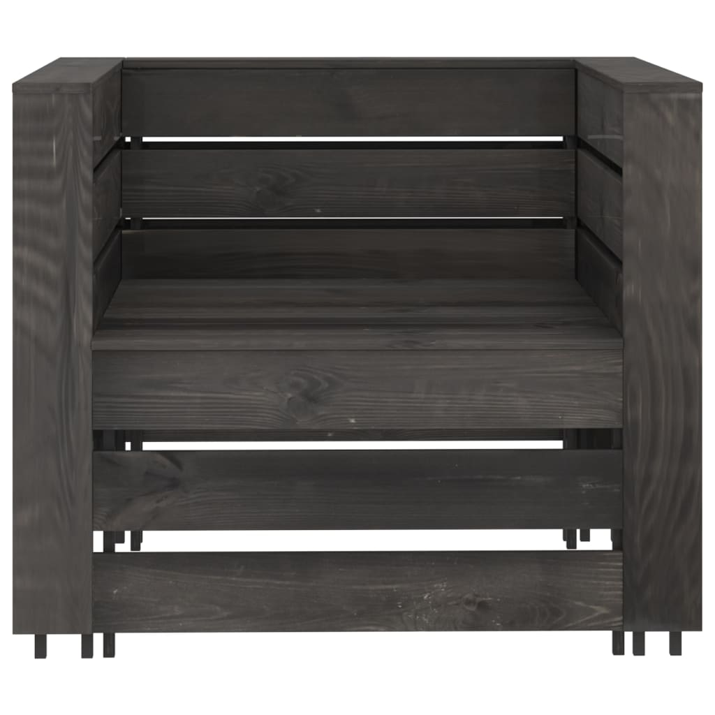 2 pcs conjunto lounge jardim em paletes pinho impregnado cinza - Image 3