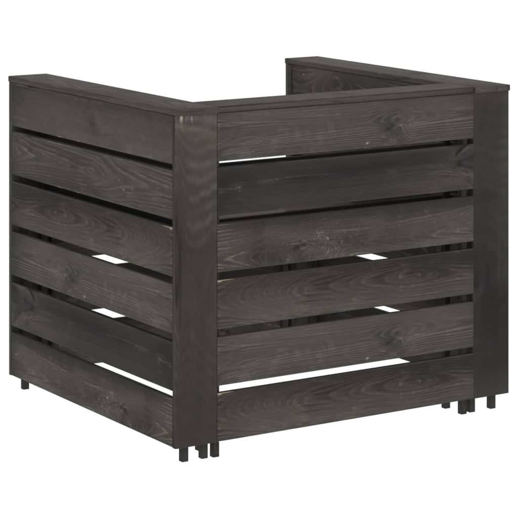 2 pcs conjunto lounge jardim em paletes pinho impregnado cinza - Image 4
