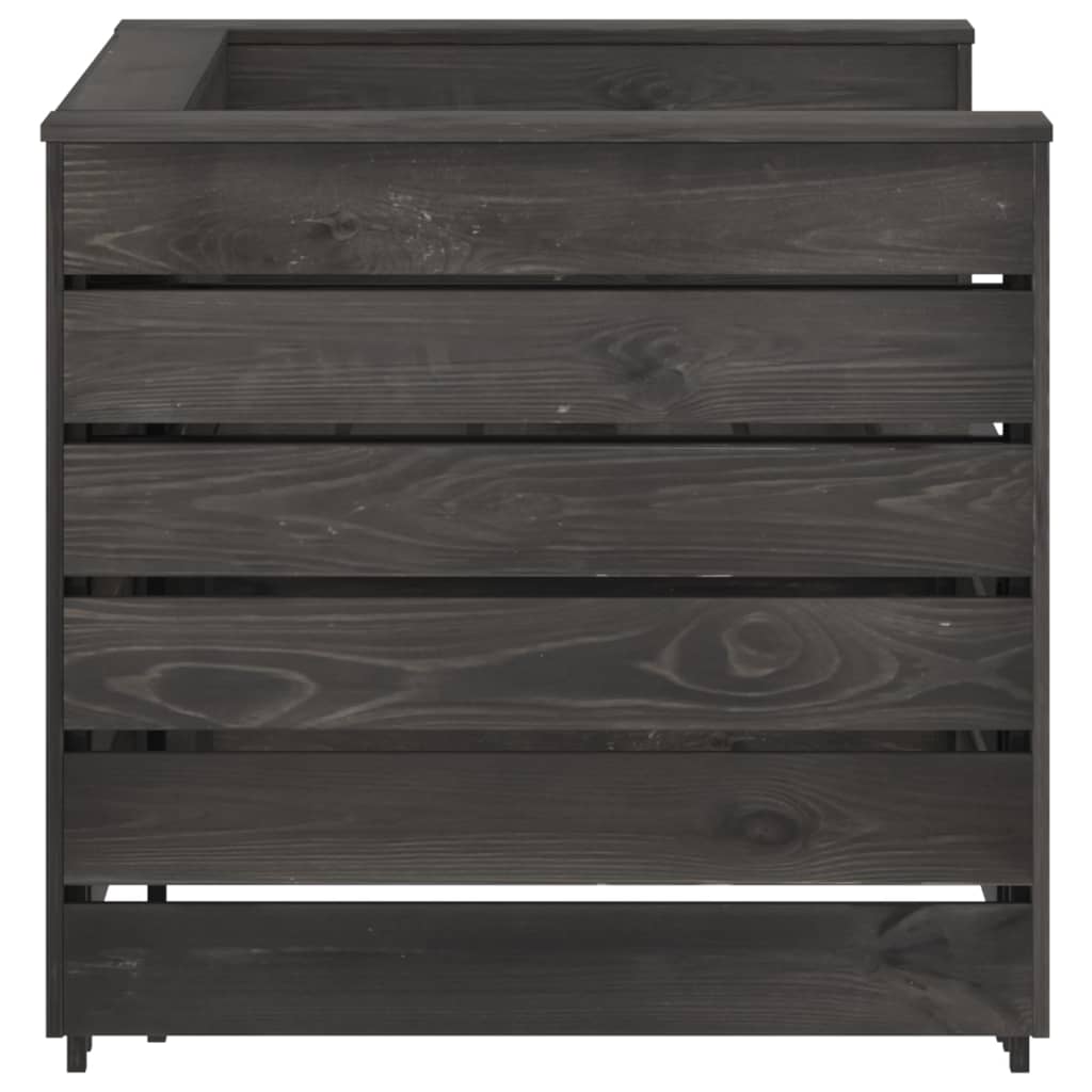 2 pcs conjunto lounge jardim em paletes pinho impregnado cinza - Image 5