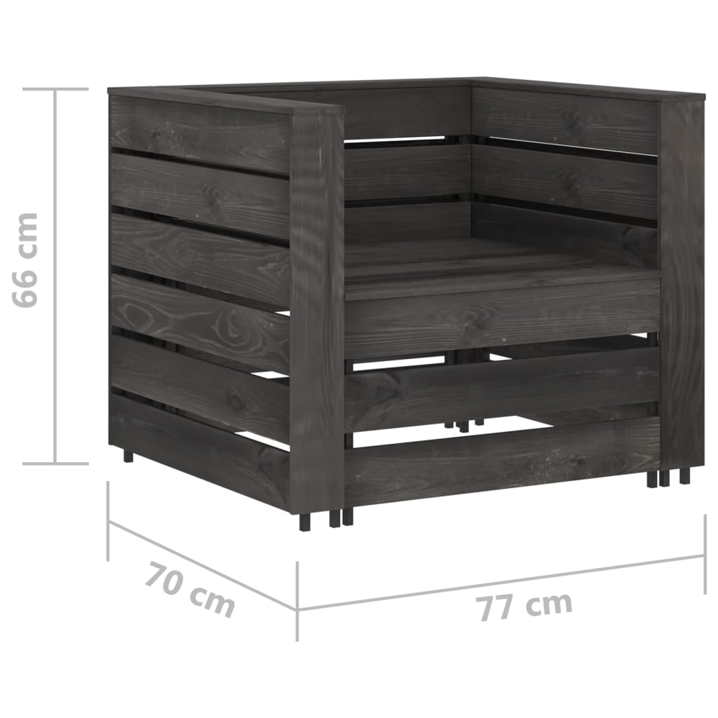 2 pcs conjunto lounge jardim em paletes pinho impregnado cinza - Image 7