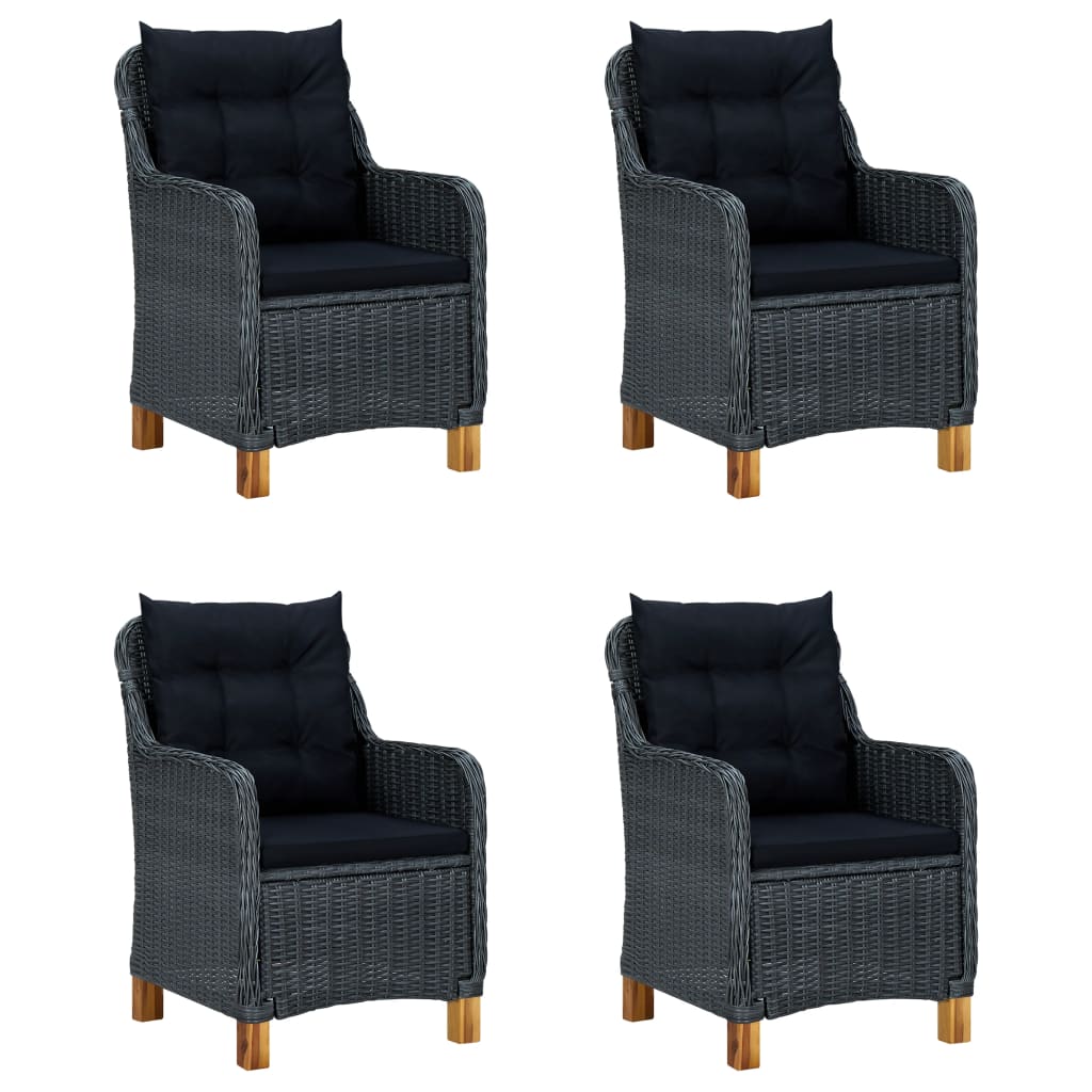 5 pcs conjunto de jantar para jardim cinzento-escuro - Image 2