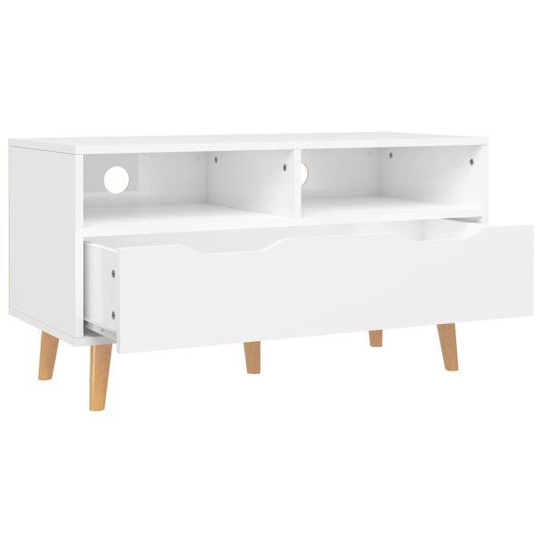 Móvel de TV 90x40x48,5 cm derivados de madeira branco brilhante - Image 3