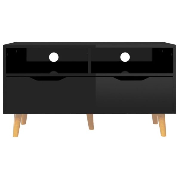 Móvel de TV 90x40x48,5 cm derivados de madeira preto brilhante - Image 4