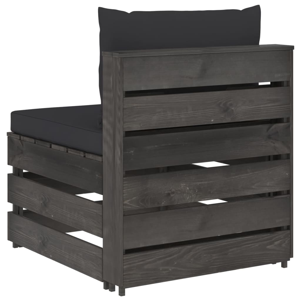 Sofá de centro seccional c/ almofadões madeira impreg. cinzento - Image 4