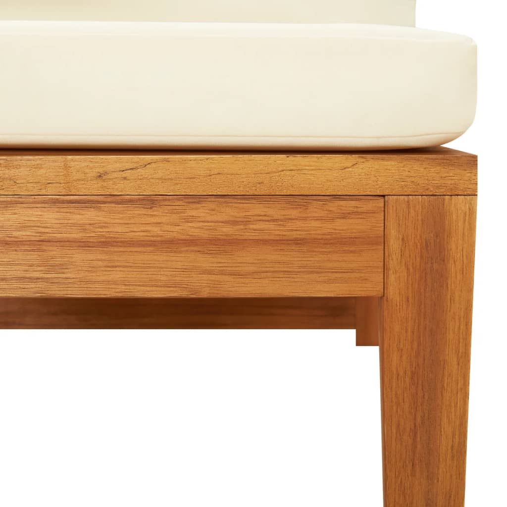 Sofá de canto c/ almofadões branco nata madeira acácia maciça - Image 7