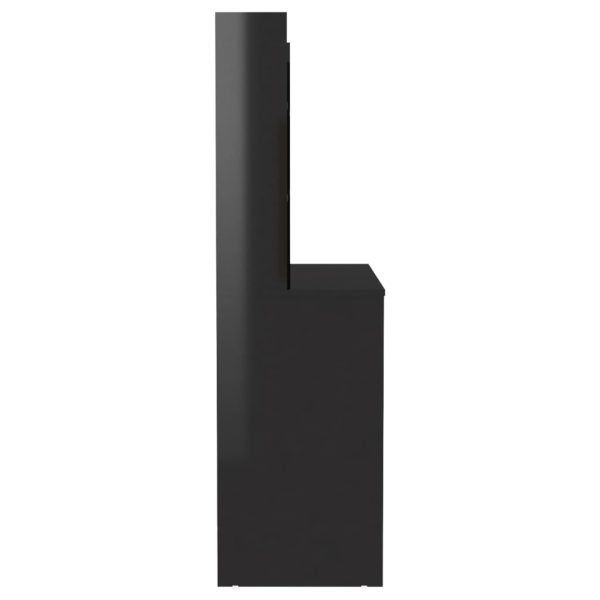 Mesa de maquilhagem c/ LEDs 100x40x135 cm MDF preto brilhante - Image 3