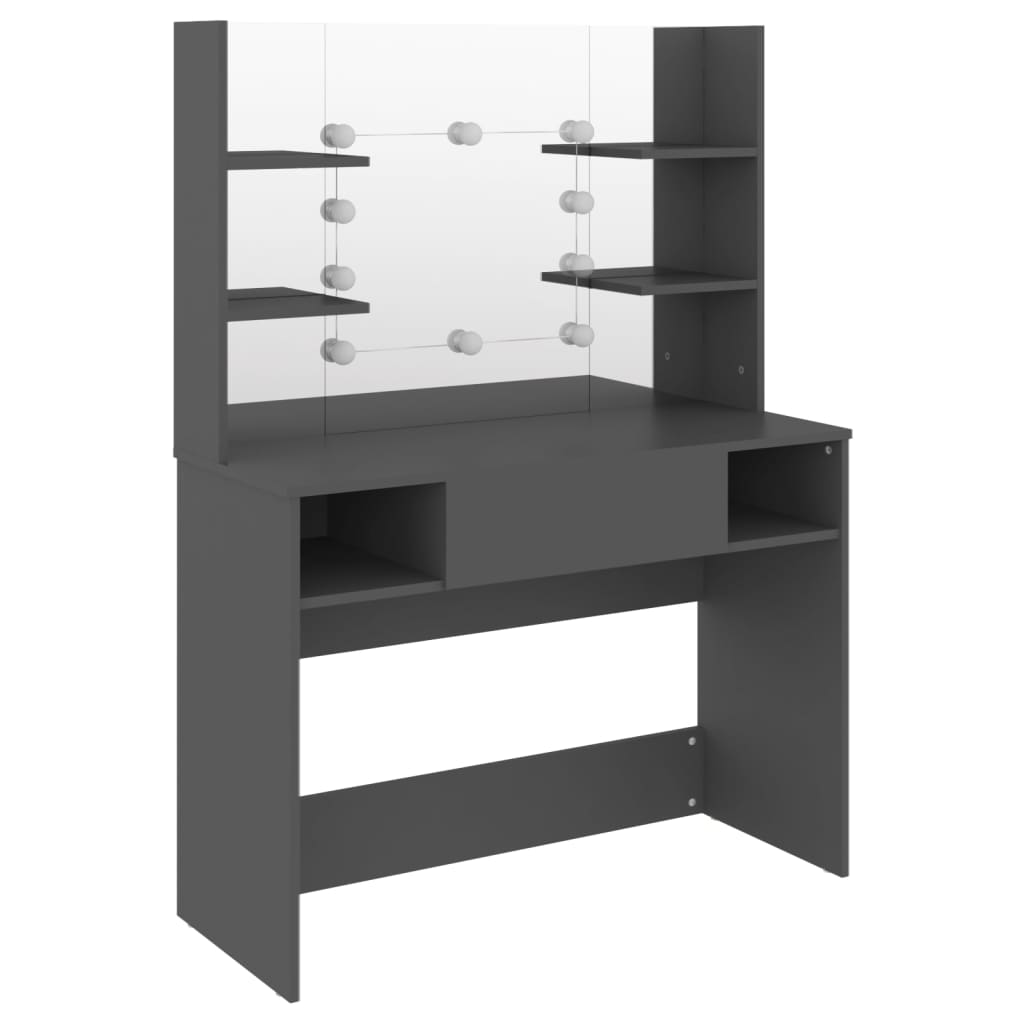 Mesa de maquilhagem c/ luzes LED 100x40x135 cm MDF cinzento - Image 4