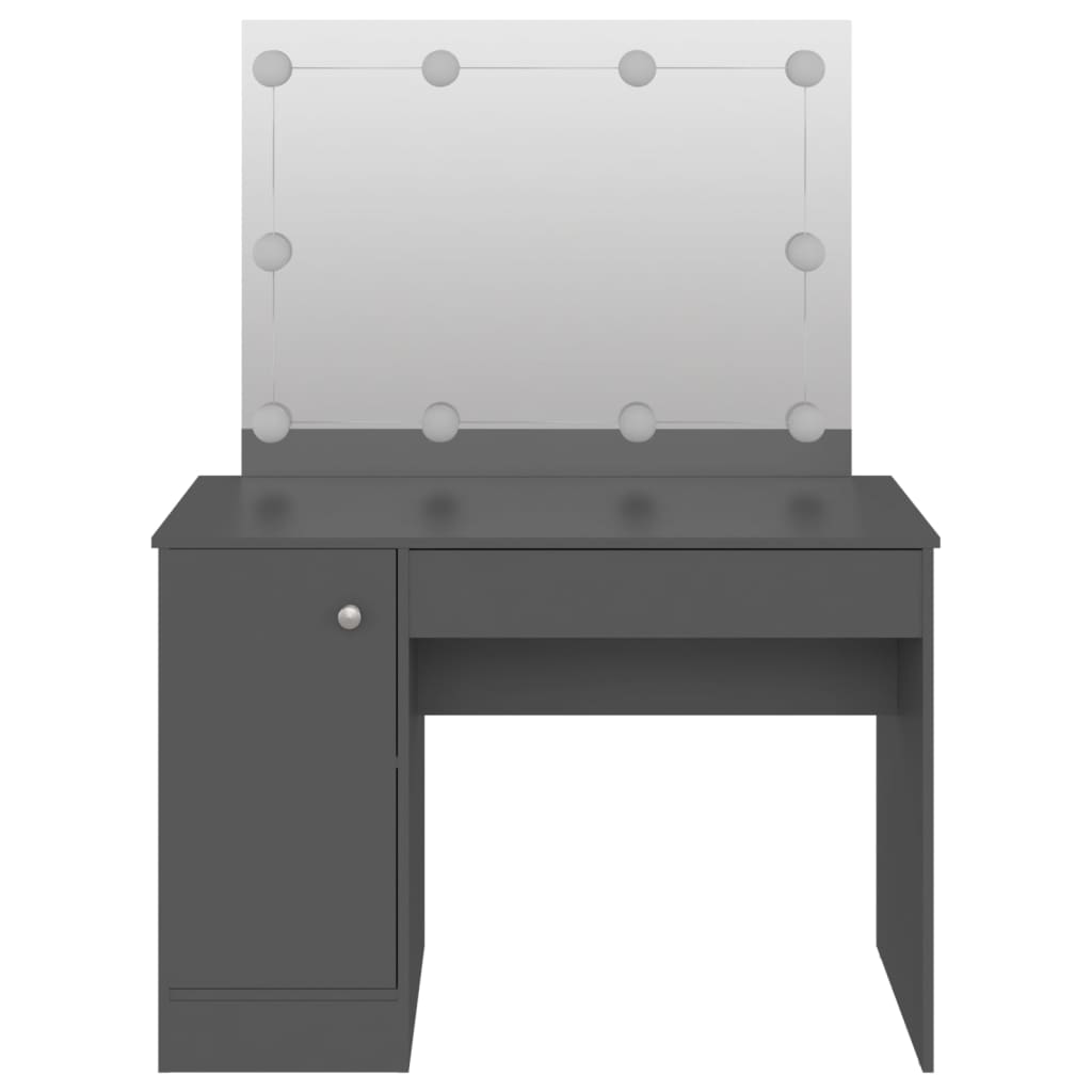 Mesa de maquilhagem c/ LEDs 110x55x145 cm MDF cinzento - Image 2