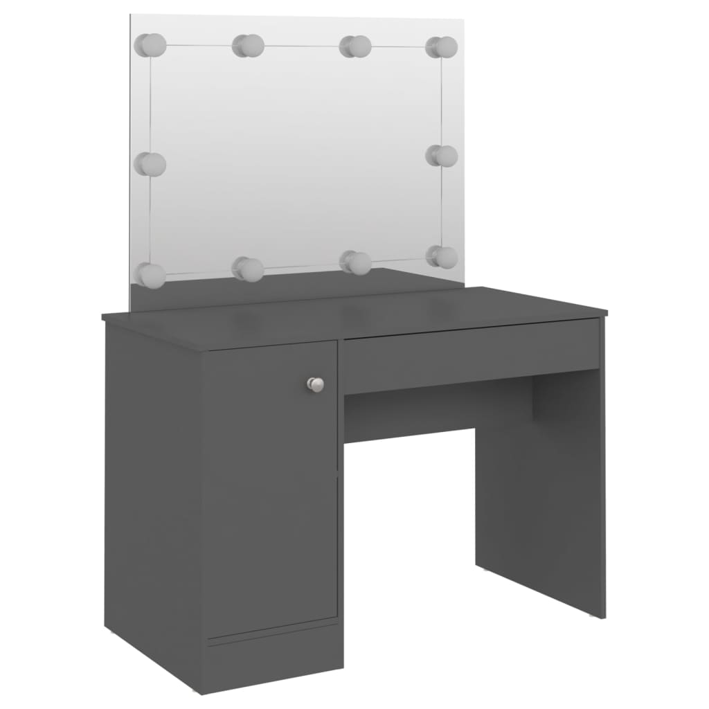 Mesa de maquilhagem c/ LEDs 110x55x145 cm MDF cinzento - Image 4