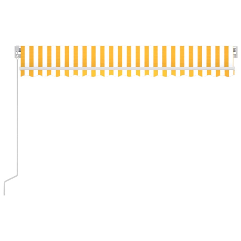 Toldo retrátil manual com LED 400x350 cm amarelo e branco - Image 3