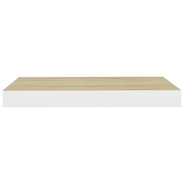Prateleira de parede suspensa 50x23x3,8cm MDF carvalho e branco - Image 3