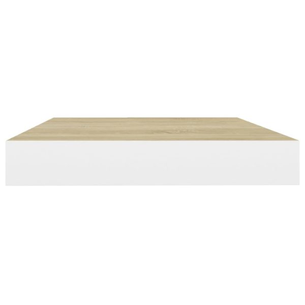 Prateleira de parede suspensa 50x23x3,8cm MDF carvalho e branco - Image 4
