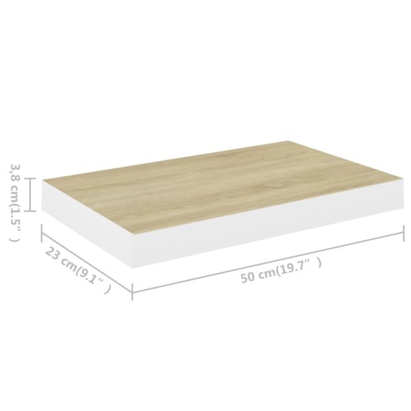 Prateleira de parede suspensa 50x23x3,8cm MDF carvalho e branco - Image 6