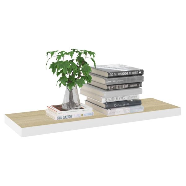 Prateleiras parede 4 pcs 80x23,5x3,8 cm MDF carvalho e branco - Image 2