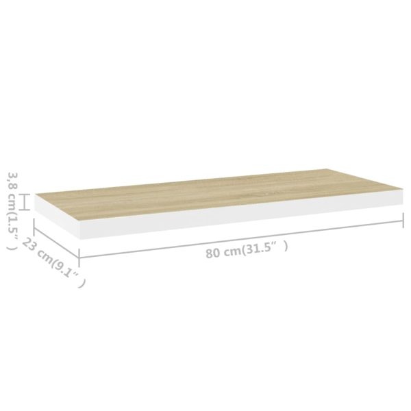 Prateleiras parede 4 pcs 80x23,5x3,8 cm MDF carvalho e branco - Image 7