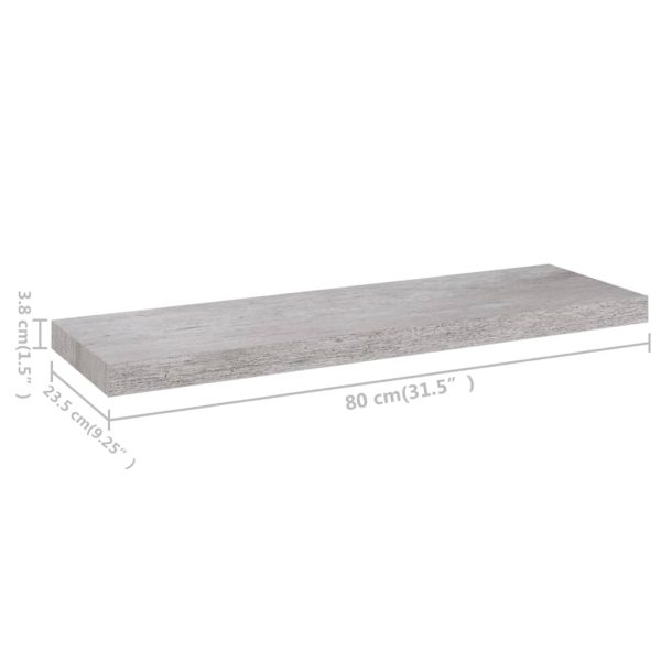 Prateleiras de parede 4 pcs 80x23,5x3,8cm MDF cinzento-cimento - Image 7