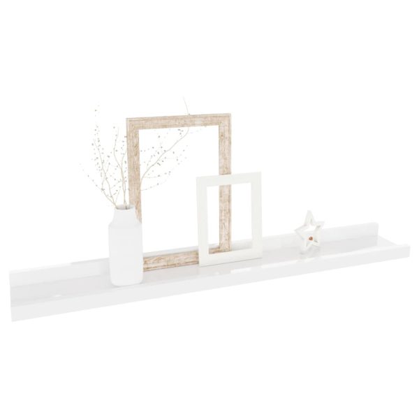 Prateleiras de parede 2 pcs 60x9x3 cm branco brilhante - Image 2