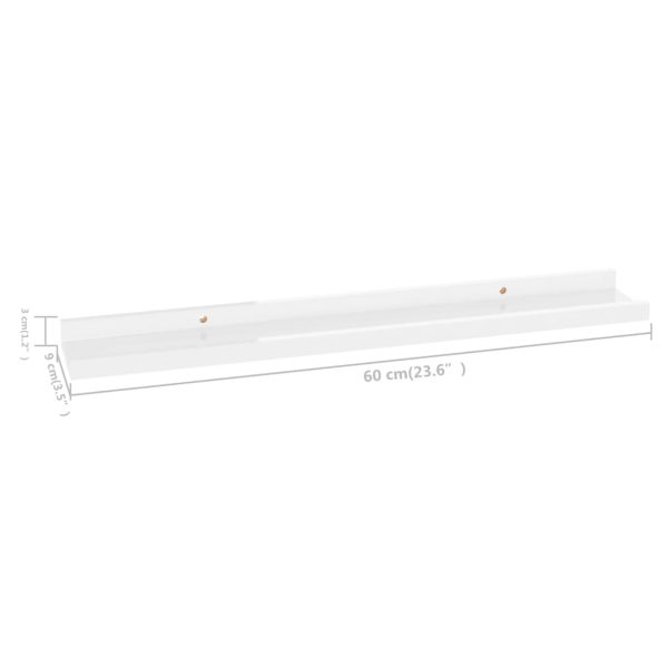 Prateleiras de parede 2 pcs 60x9x3 cm branco brilhante - Image 8
