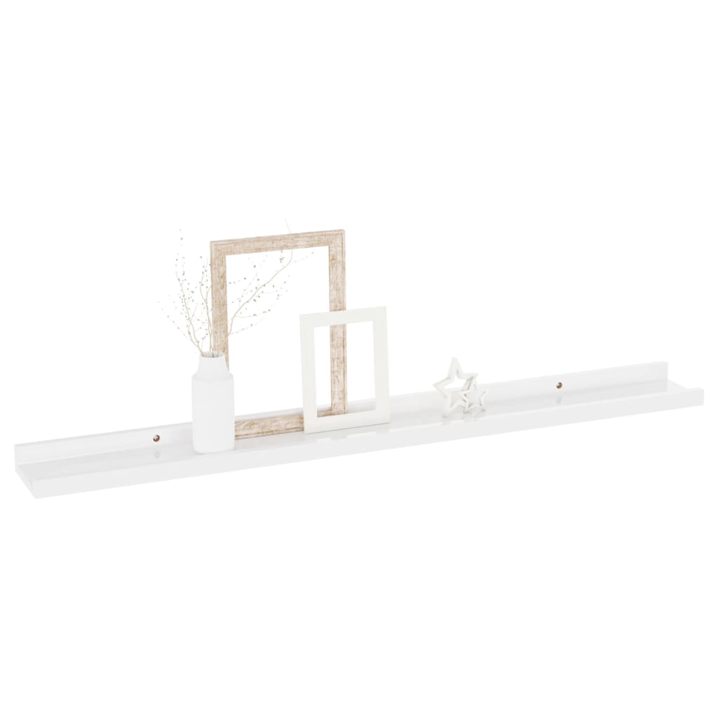 Prateleiras de parede 2 pcs 80x9x3 cm branco brilhante - Image 2