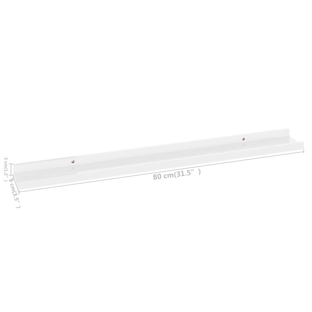 Prateleiras de parede 2 pcs 80x9x3 cm branco brilhante - Image 8