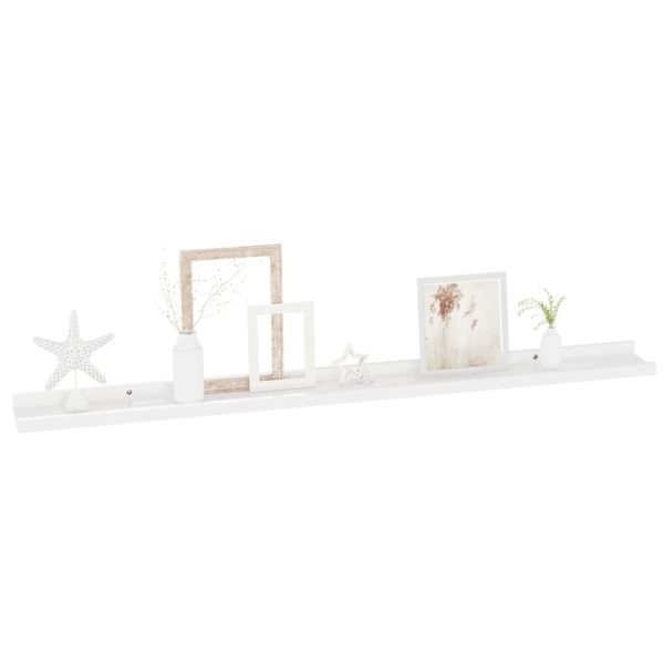 Prateleiras de parede 4 pcs 100x9x3 cm branco brilhante - Image 2