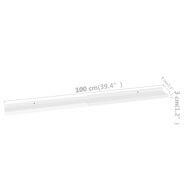 Prateleiras de parede 4 pcs 100x9x3 cm branco brilhante - Image 8