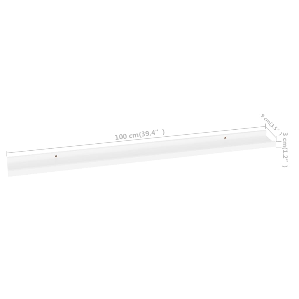 Prateleiras de parede 2 pcs 100x9x3 cm branco - Image 8