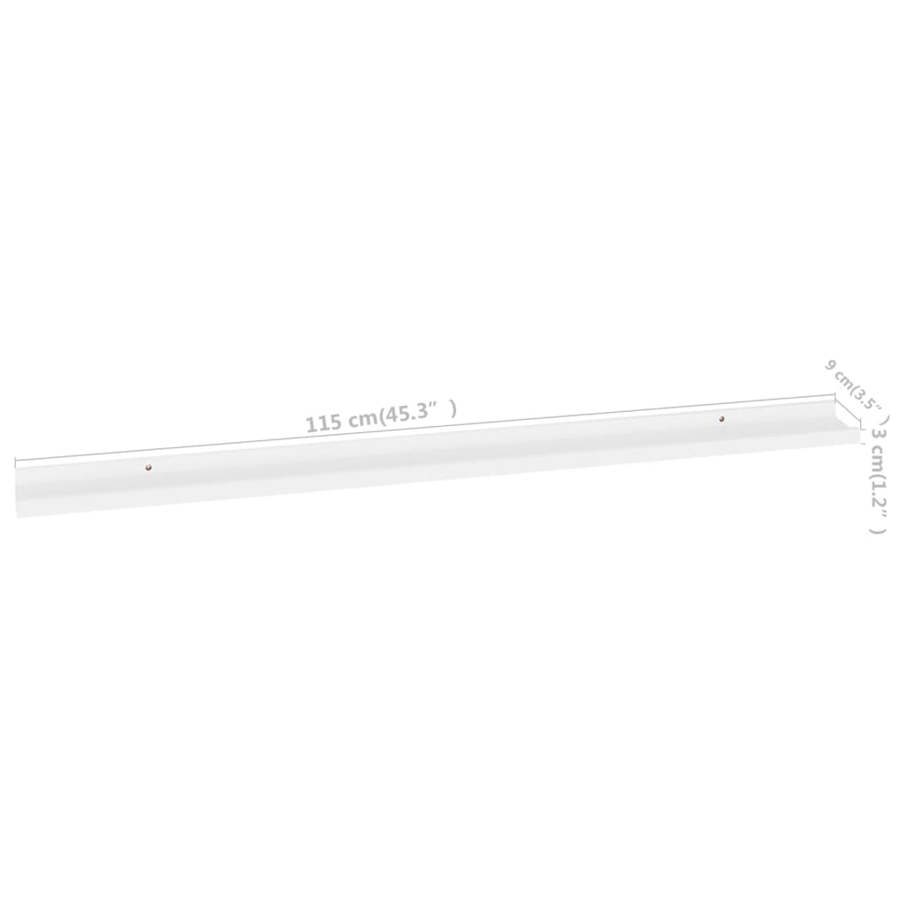 Prateleiras de parede 2 pcs 115x9x3 cm branco - Image 8