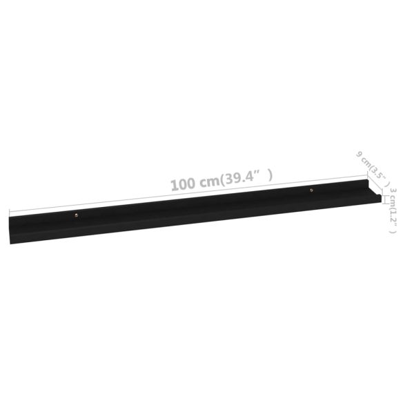 Prateleiras de parede 2 pcs 100x9x3 cm preto - Image 8
